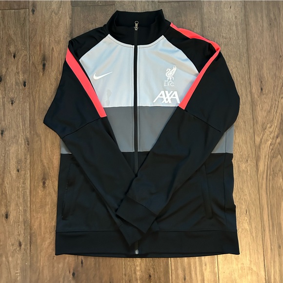 Nike x Liverpool Black and Gray Zip-Up Jacket with Pink Accents